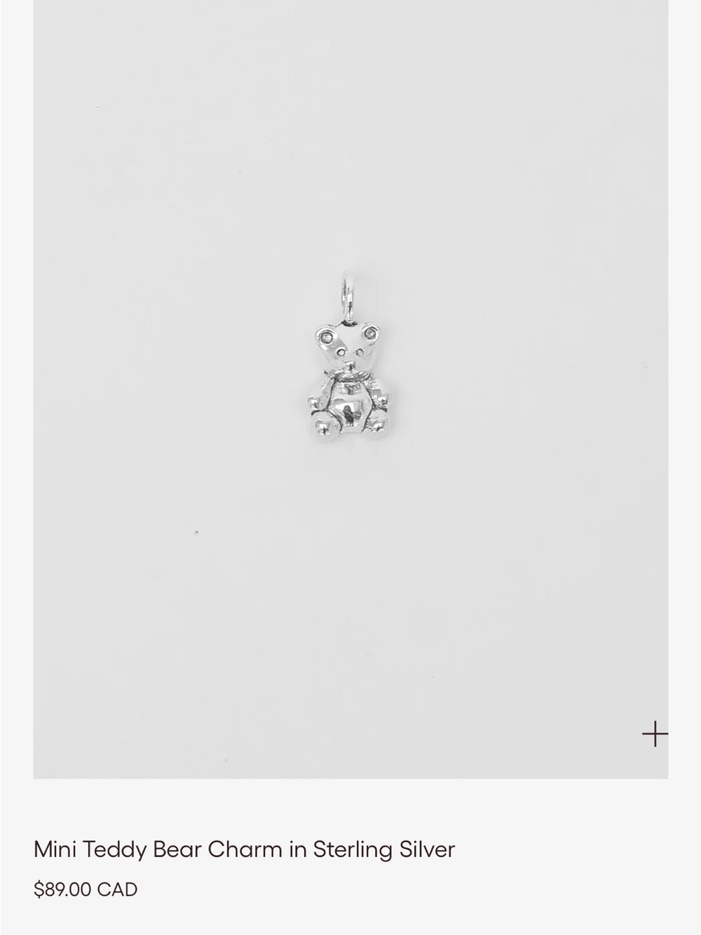 Wolf Circus Mini Teddy Bear Charm in Sterling Silver